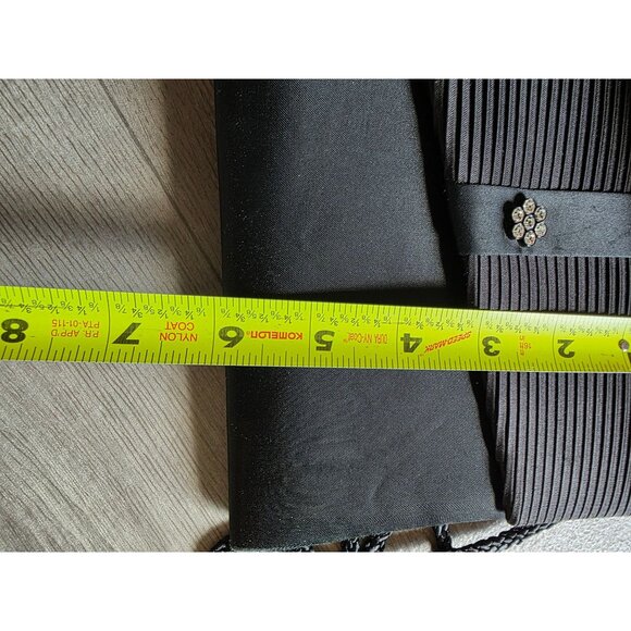 Walborg Black Pleated Evening Clutch With Rhinestone Accent & Shoulder Strap - Picture 5 of 6